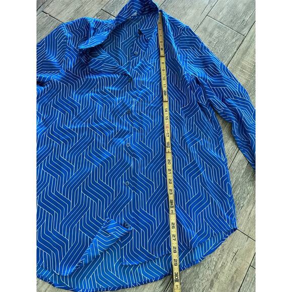 Equipment Femme Women's Blue 100% Silk Long Sleeves Button Dow Shirt Size Large - Picture 7 of 7